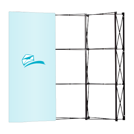 Pop-Up Faltwand | 3 x 3 Felder gebogen | einseitig bedruckt